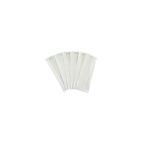 Conjunto de sacos de papel brancos para talheres, dispostos em leque