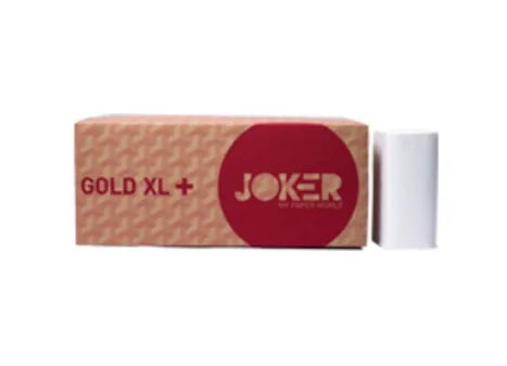 Caixa de toalhas de mão Joker Gold XL+ Zig Zag 21x22 cm, com um maço ao lado