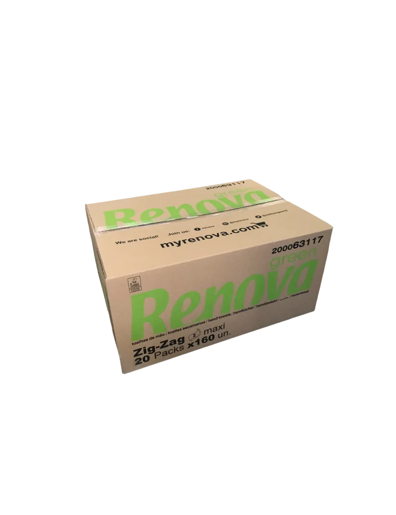Toalhas de Mão Renova Green ZigZag 2F 20x160 — secagem eficaz | RAS Embalagens