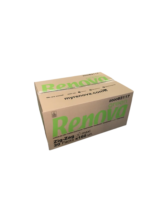 Toalhas de Mão Renova Green ZigZag 2F 20x160 — secagem eficaz | RAS Embalagens